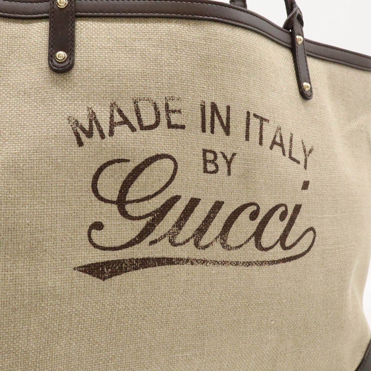 Gucci Gucci Gucci Linen/Leather GUCCI CRAFT Tote Bag 247207 Canvas Tote Bag 247207 in Very Good Condition Size ONE SIZE - 8 Thumbnail