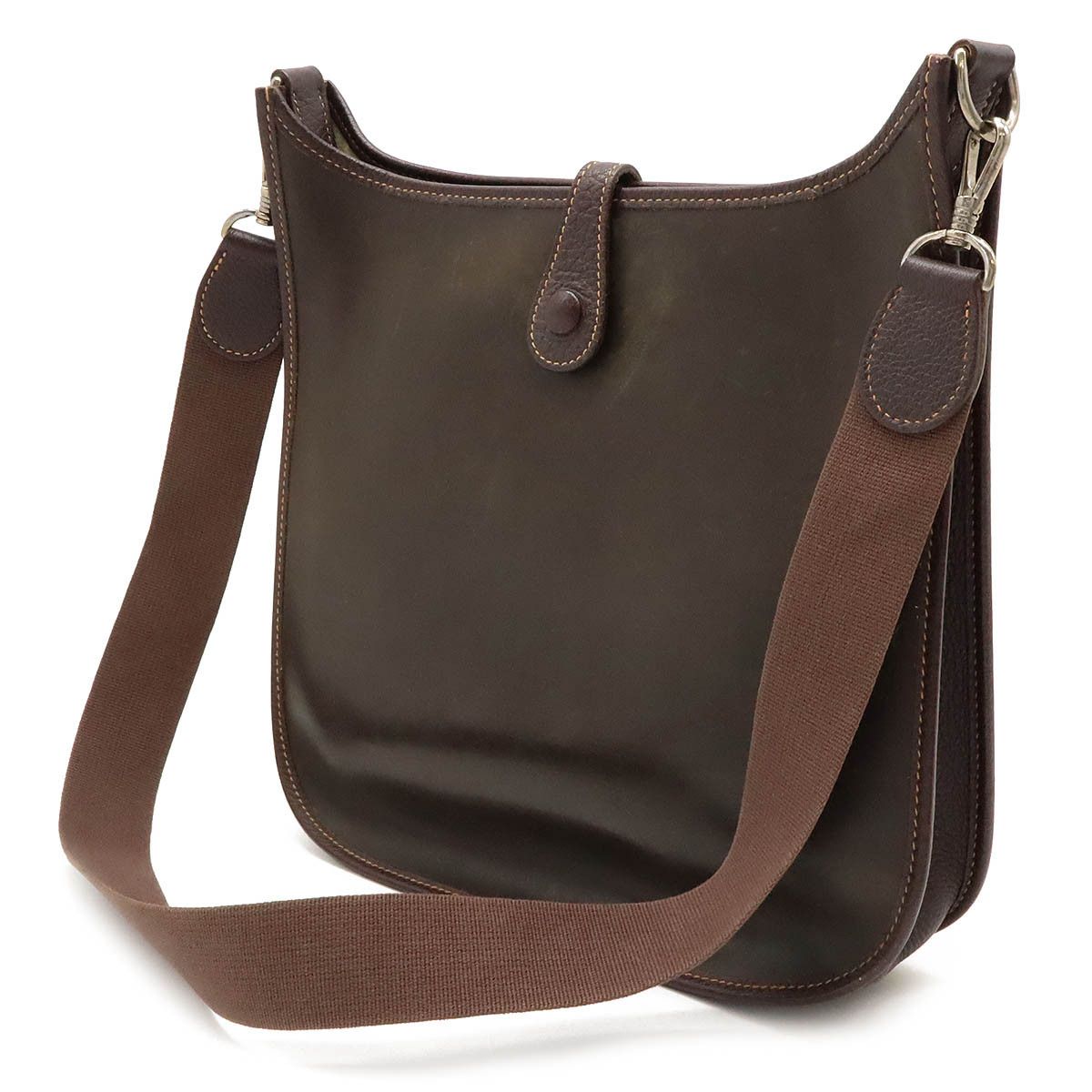 Hermes Hermes Hermes Evelyne I PM Shoulder Bag Dark Brown Leather Leather Crossbody Bag in Very Good Condition Size ONE SIZE - 2 Thumbnail