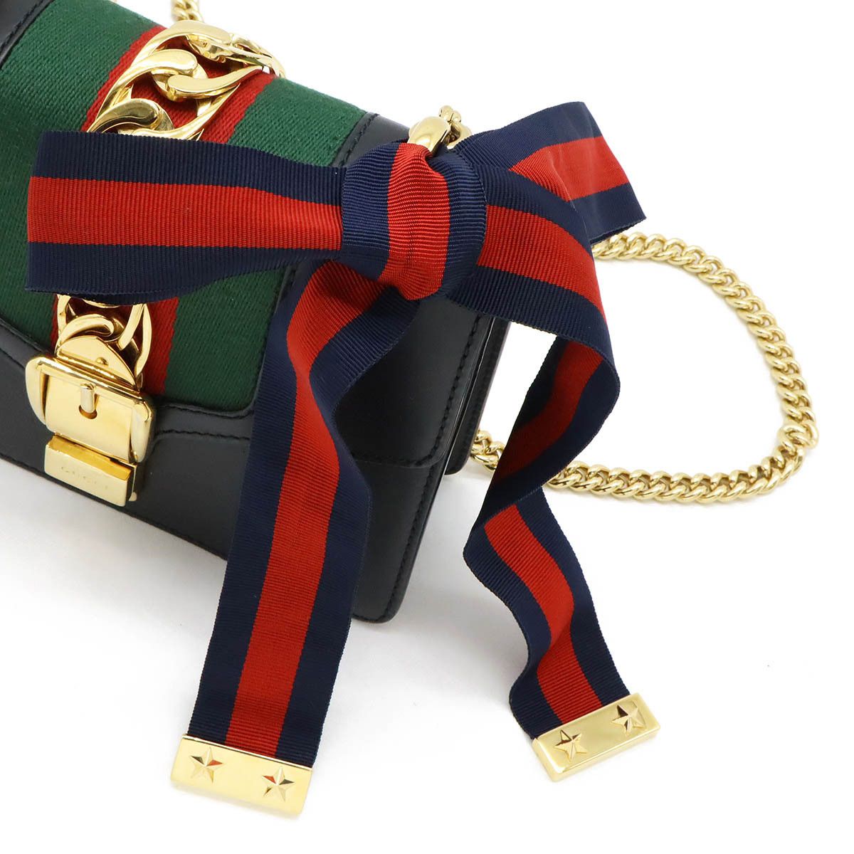 Gucci Gucci Gucci Leather Sylvie Web Ribbon Mini Chain Shoulder Bag 431666 Leather Crossbody Bag 431666 in Very Good Condition Size ONE SIZE - 8 Thumbnail