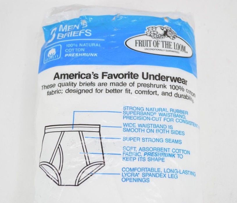 Fruit Of The Loom Underwear Briefs White Size XL 42-44 Men's Vintage