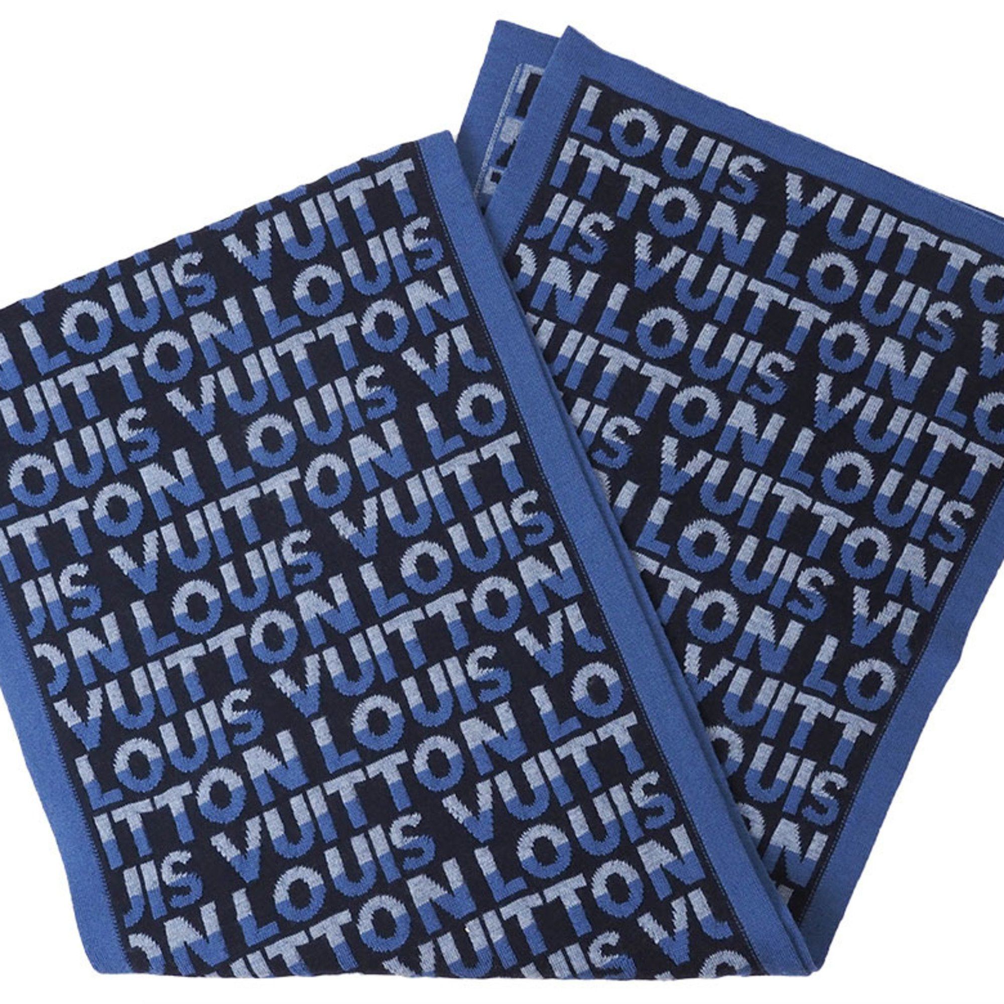 Louis Vuitton Louis Vuitton Echarpe LV Split Scarf Blue Navy M70910 Men's Wool LOUIS VUITTON Size ONE SIZE - 3 Thumbnail