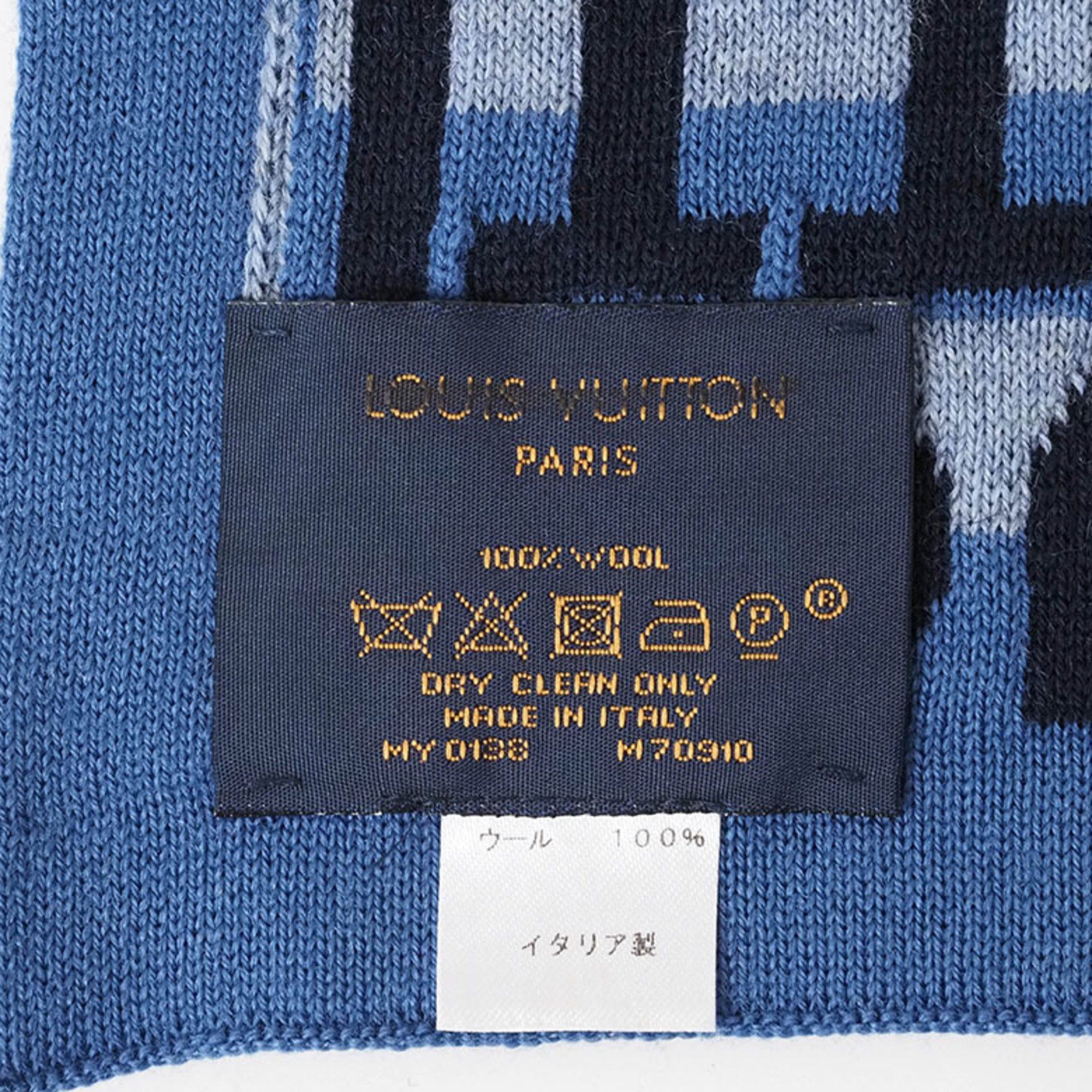 Louis Vuitton Louis Vuitton Echarpe LV Split Scarf Blue Navy M70910 Men's Wool LOUIS VUITTON Size ONE SIZE - 10 Thumbnail