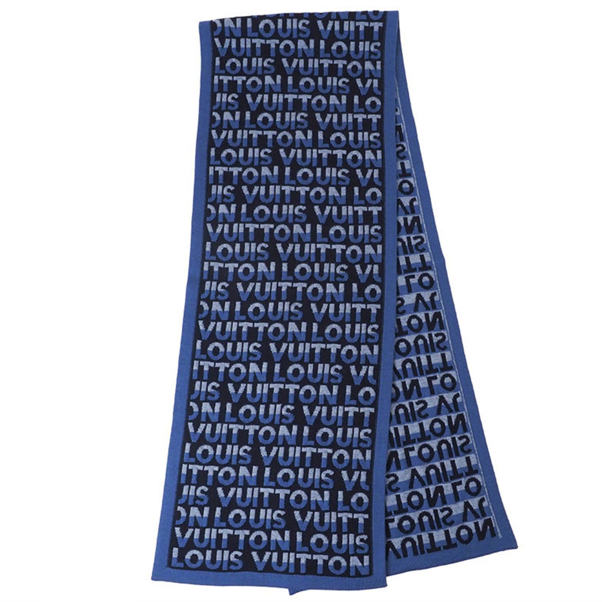 Louis Vuitton Louis Vuitton Echarpe LV Split Scarf Blue Navy M70910 Men's Wool LOUIS VUITTON Size ONE SIZE - 2 Thumbnail