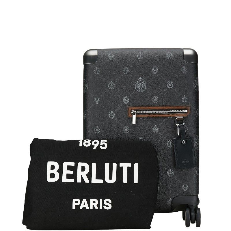Other Other Berluti x Globe-Trotter Trunk Carry Bag Black PVC Leather Canvas Travel Bag in Very Good Condition Size ONE SIZE - 12 Thumbnail