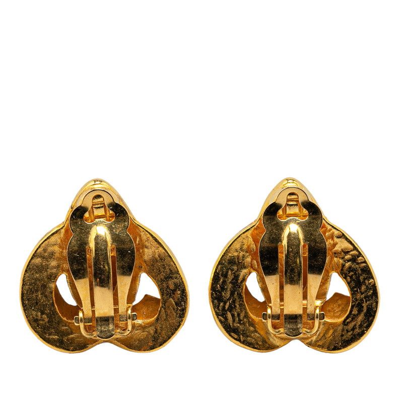 Chanel Chanel Chanel Vintage Coco Mark Heart Motif Clip-On Earrings Gold Metal Earrings in Great Condition Size ONE SIZE - 2 Thumbnail