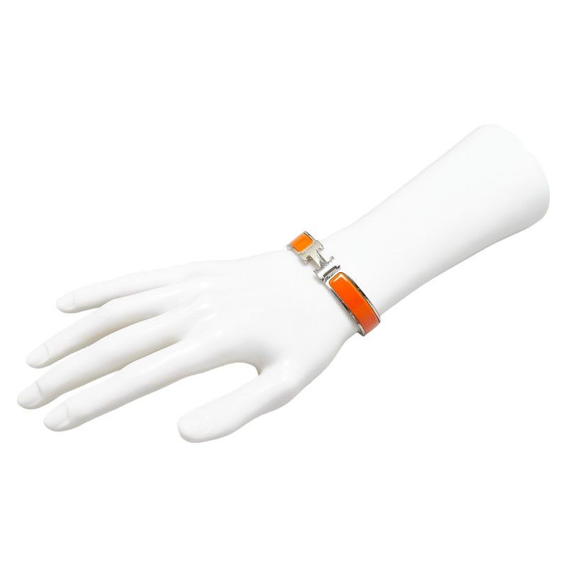 Hermes Hermes Hermes Metal Click H GM Bracelet Silver Orange Metal Bangle Size ONE SIZE - 6 Thumbnail