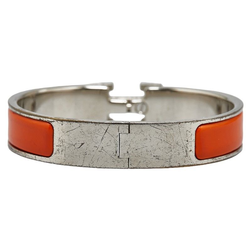 Hermes Hermes Hermes Metal Click H GM Bracelet Silver Orange Metal Bangle Size ONE SIZE - 3 Thumbnail