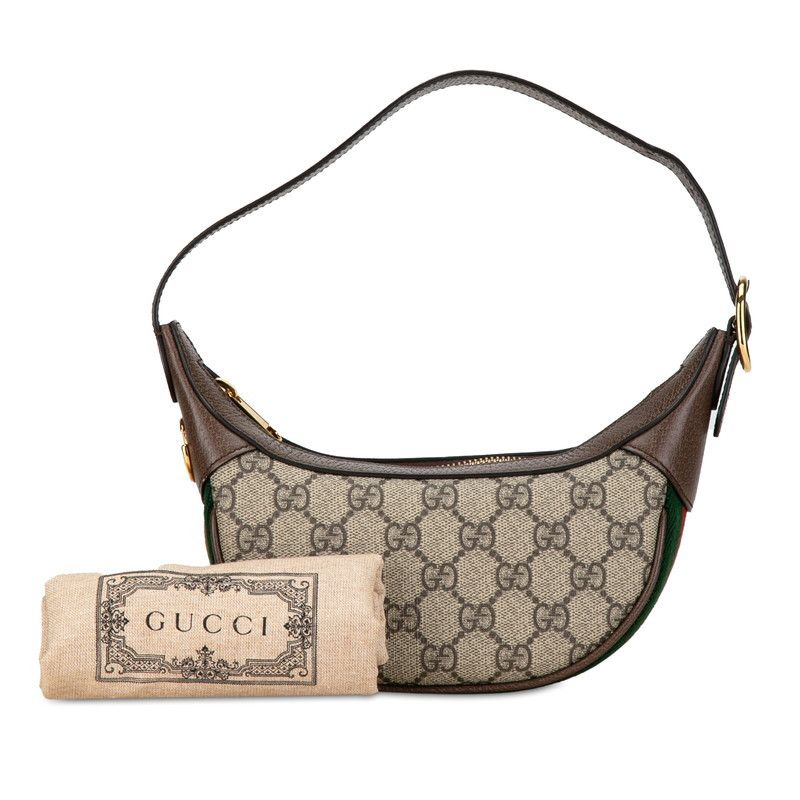 Gucci Gucci GUCCI PVC Leather Ophidia Half Moon 2way Bag Beige Brown 658551 Leather Handbag 658551 Size ONE SIZE - 9 Thumbnail