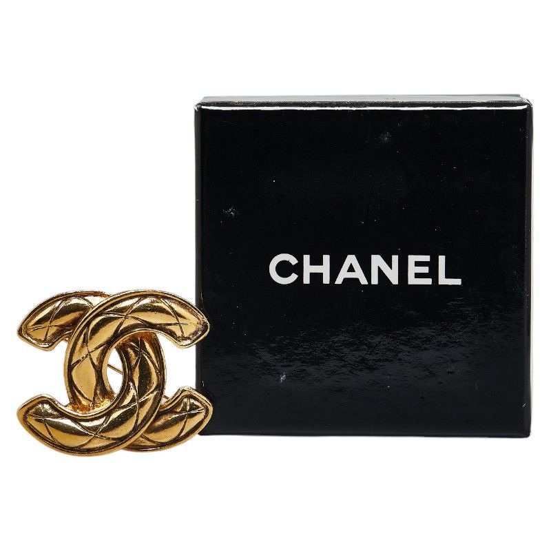 Chanel Chanel Chanel Coco Mark Matelasse Brooch Gold Plated Metal Brooch in Very Good Condition Size ONE SIZE - 4 Thumbnail