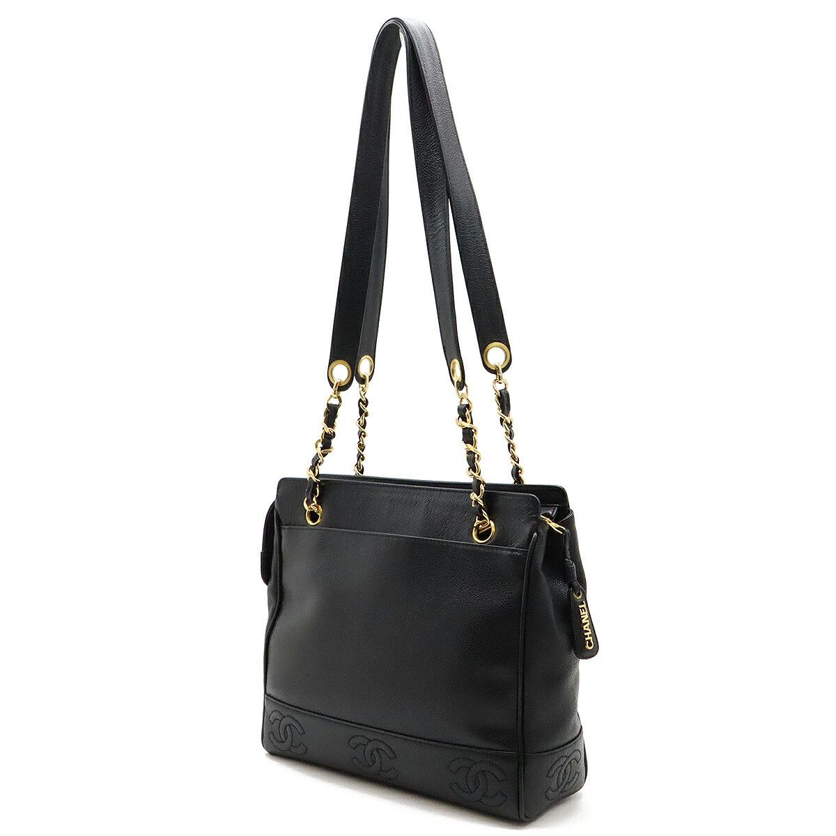 Chanel Chanel Chanel Caviar Skin Triple Coco Chain Shoulder Bag Leather Tote Bag in Very Good Condition Size ONE SIZE - 2 Thumbnail