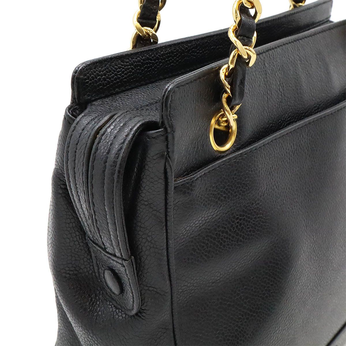Chanel Chanel Chanel Caviar Skin Triple Coco Chain Shoulder Bag Leather Tote Bag in Very Good Condition Size ONE SIZE - 7 Thumbnail