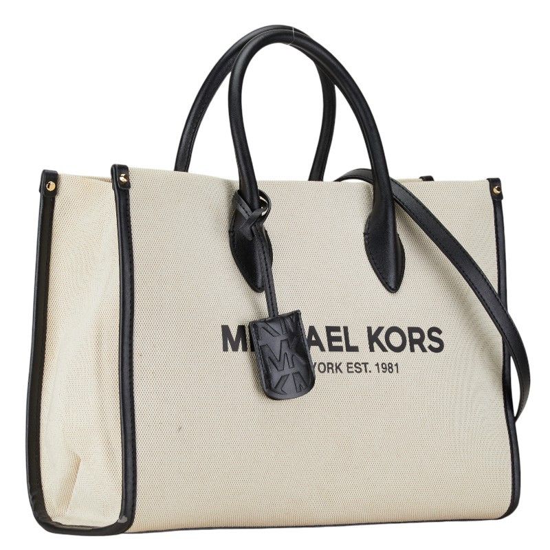 Michael Kors Michael Kors Michael Kors Canvas Leather Logo Tote Bag Canvas Tote Bag in Very Good Condition Size ONE SIZE - 3 Thumbnail