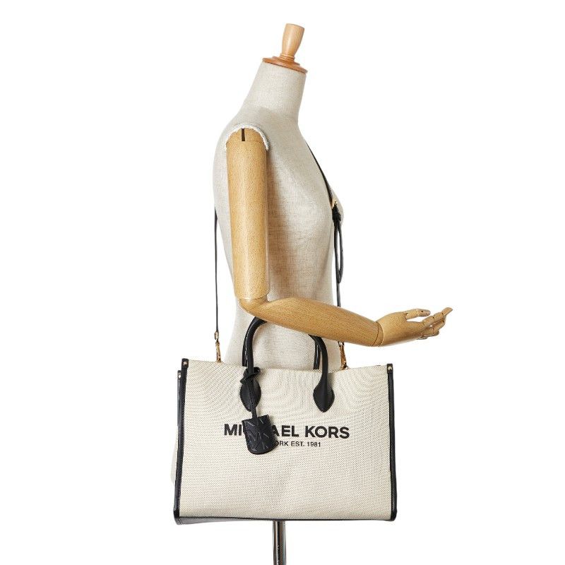 Michael Kors Michael Kors Michael Kors Canvas Leather Logo Tote Bag Canvas Tote Bag in Very Good Condition Size ONE SIZE - 9 Thumbnail