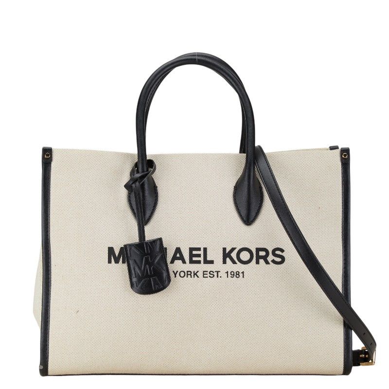 Michael Kors Michael Kors Michael Kors Canvas Leather Logo Tote Bag Canvas Tote Bag in Very Good Condition Size ONE SIZE - 2 Thumbnail