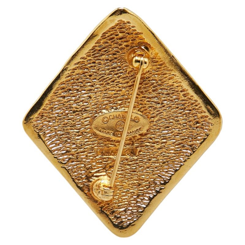 Chanel Chanel Chanel Coco Mark Rhombus Motif Brooch Gold Plated Metal Brooch in Great Condition Size ONE SIZE - 2 Thumbnail