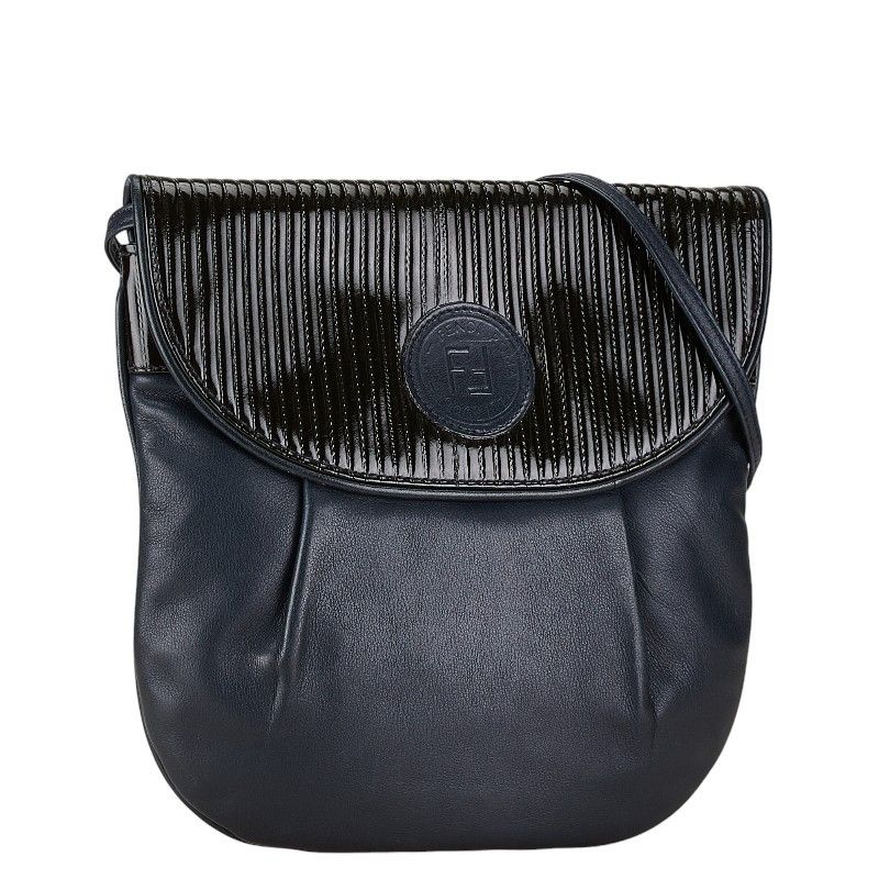 Fendi Fendi Fendi Leather Shoulder Bag Navy Leather Crossbody Bag in Very Good Condition Size ONE SIZE - 2 Thumbnail