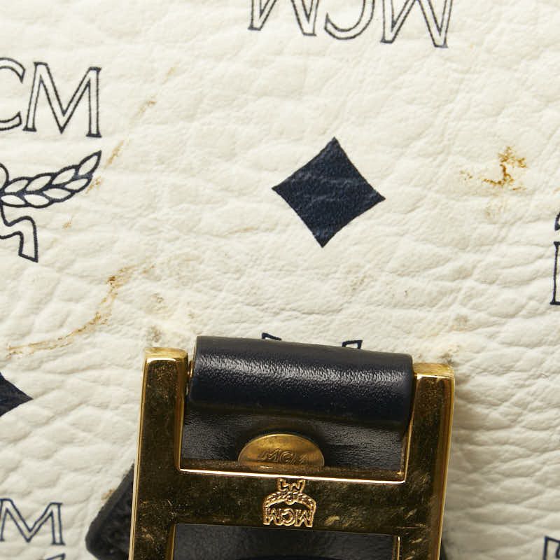 MCM MCM MCM Visetos Logo PVC Leather Handbag Tote White Navy Canvas Tote Bag in Very Good Condition Size ONE SIZE - 7 Thumbnail