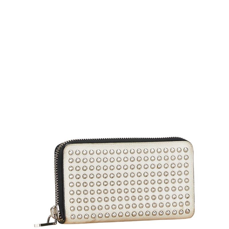 Christian Louboutin Christian Louboutin Christian Louboutin White Leather Studded Long Wallet Leather Long Wallet in Very Good Condition Size ONE SIZE - 2 Thumbnail