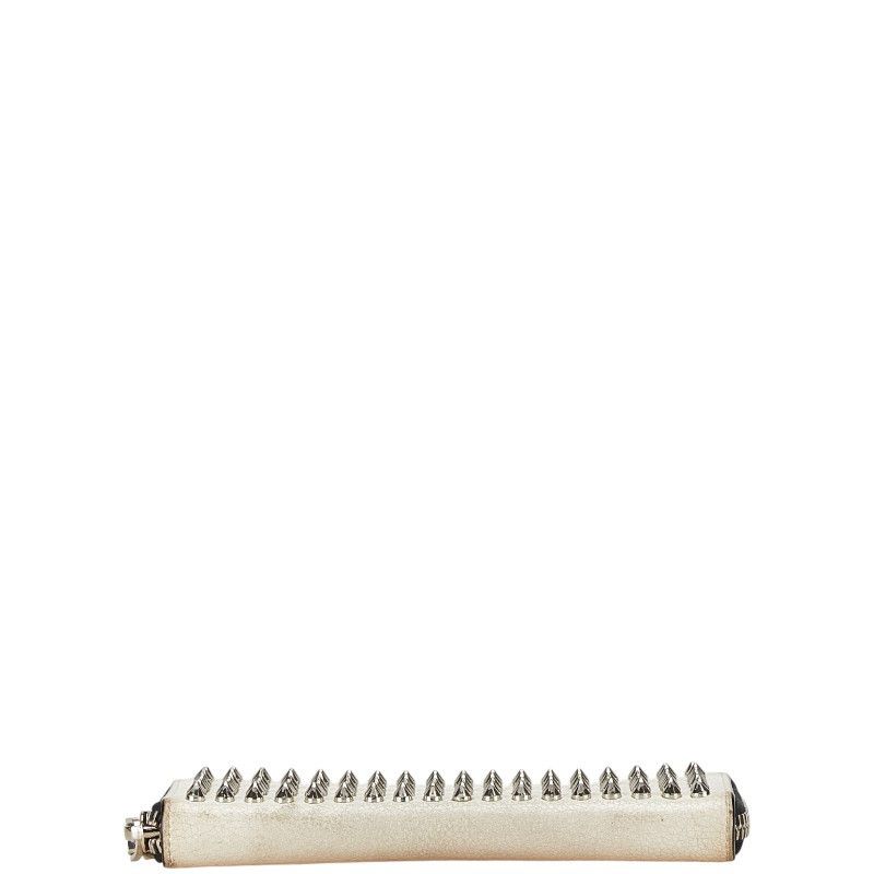 Christian Louboutin Christian Louboutin Christian Louboutin White Leather Studded Long Wallet Leather Long Wallet in Very Good Condition Size ONE SIZE - 4 Thumbnail