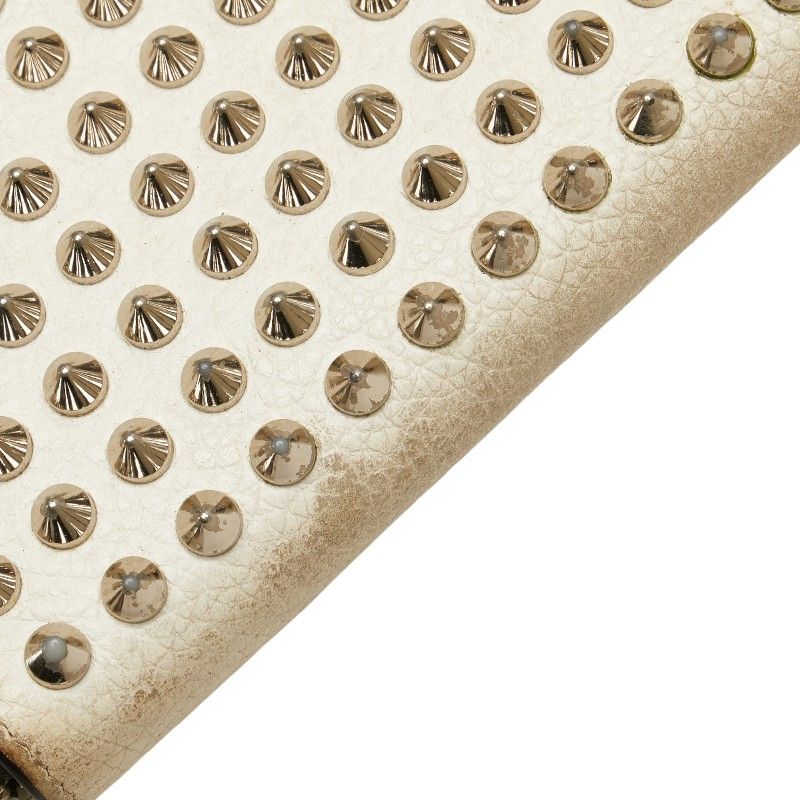 Christian Louboutin Christian Louboutin Christian Louboutin White Leather Studded Long Wallet Leather Long Wallet in Very Good Condition Size ONE SIZE - 6 Thumbnail