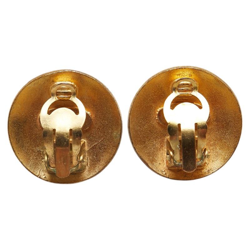 Chanel Chanel Chanel Vintage Coco Mark Button Motif Clip-On Earrings Gold Plated Metal Earrings 93A in Very Good Condition Size ONE SIZE - 2 Thumbnail