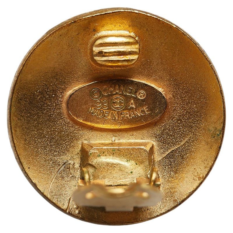 Chanel Chanel Chanel Vintage Coco Mark Button Motif Clip-On Earrings Gold Plated Metal Earrings 93A in Very Good Condition Size ONE SIZE - 3 Thumbnail