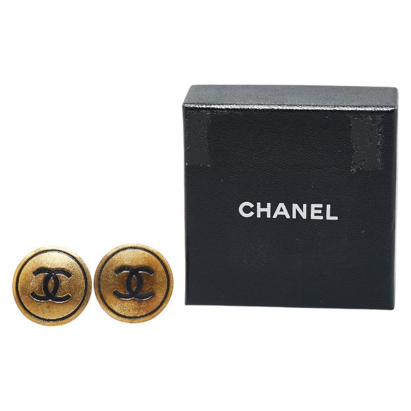 Chanel Chanel Chanel Vintage Coco Mark Button Motif Clip-On Earrings Gold Plated Metal Earrings 93A in Very Good Condition Size ONE SIZE - 4 Thumbnail