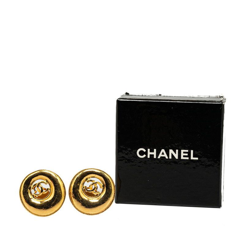 Chanel Chanel Chanel Vintage Coco Mark Earrings Gold Plated Metal Earrings in Great Condition Size ONE SIZE - 4 Thumbnail