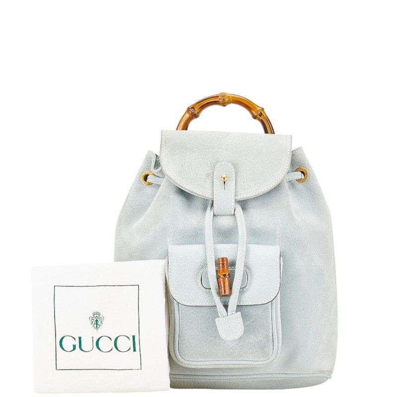 Gucci Gucci Gucci Suede Leather Bamboo Backpack 00320580030 Leather Backpack 00320580030 in Very Good Condition Size ONE SIZE - 14 Thumbnail