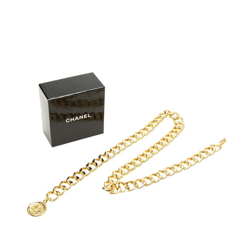 Chanel Chanel Chanel Vintage Coco Mark Medallion Chain Belt Gold Plated Metal Belt in Very Good Condition Size ONE SIZE - 4 Thumbnail