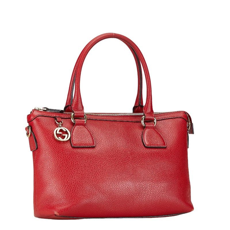 Gucci Gucci Gucci Leather Interlocking G Handbag 2WAY 449659 Red Leather Handbag 449659 in Very Good Condition Size ONE SIZE - 3 Thumbnail