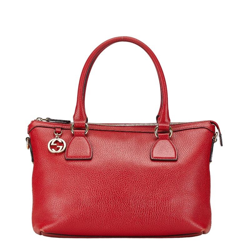 Gucci Gucci Gucci Leather Interlocking G Handbag 2WAY 449659 Red Leather Handbag 449659 in Very Good Condition Size ONE SIZE - 2 Thumbnail