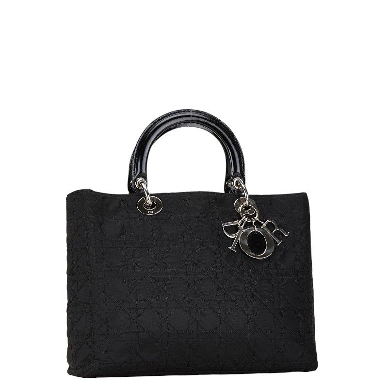 Dior Dior Dior Lady Dior Canvas Leather Handbag Canvas Handbag in Good Condition Size ONE SIZE - 3 Thumbnail