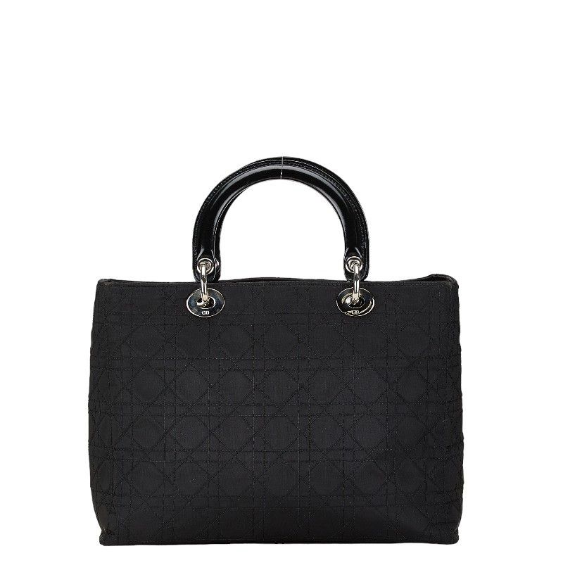 Dior Dior Dior Lady Dior Canvas Leather Handbag Canvas Handbag in Good Condition Size ONE SIZE - 4 Thumbnail