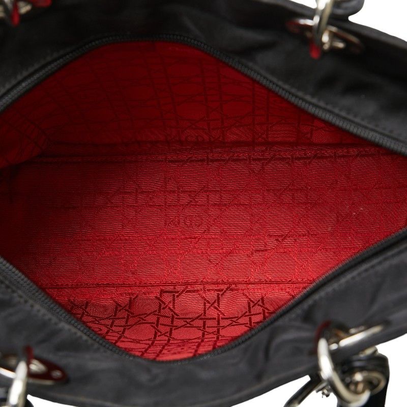 Dior Dior Dior Lady Dior Canvas Leather Handbag Canvas Handbag in Good Condition Size ONE SIZE - 10 Thumbnail