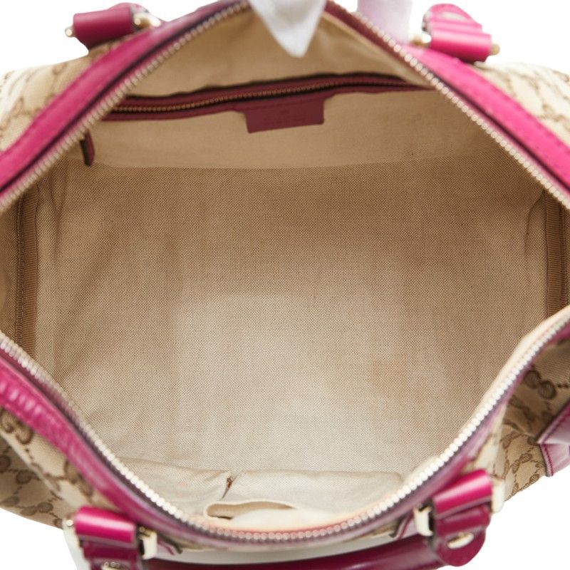 Gucci Gucci Gucci GG Canvas Mini Boston Handbag 247205 Beige Pink Canvas Handbag 247205 in Very Good Condition Size ONE SIZE - 12 Thumbnail