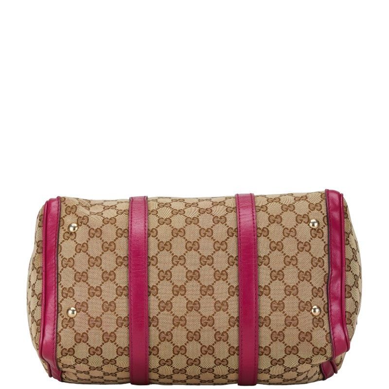 Gucci Gucci Gucci GG Canvas Mini Boston Handbag 247205 Beige Pink Canvas Handbag 247205 in Very Good Condition Size ONE SIZE - 4 Thumbnail