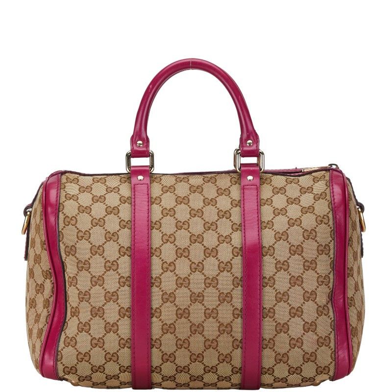 Gucci Gucci Gucci GG Canvas Mini Boston Handbag 247205 Beige Pink Canvas Handbag 247205 in Very Good Condition Size ONE SIZE - 3 Thumbnail