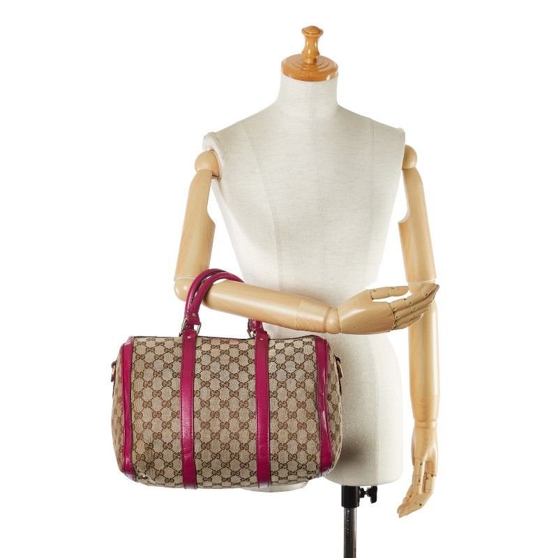 Gucci Gucci Gucci GG Canvas Mini Boston Handbag 247205 Beige Pink Canvas Handbag 247205 in Very Good Condition Size ONE SIZE - 15 Thumbnail