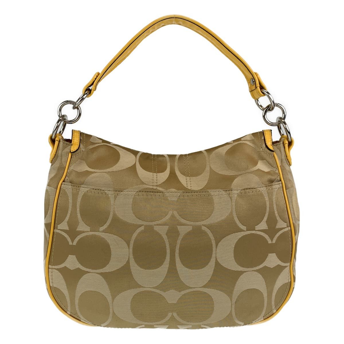 Coach Coach Coach Canvas Signature Brown Beige Yellow Shoulder Handbag Canvas Shoulder Bag in Good Condition Size ONE SIZE - 2 Thumbnail