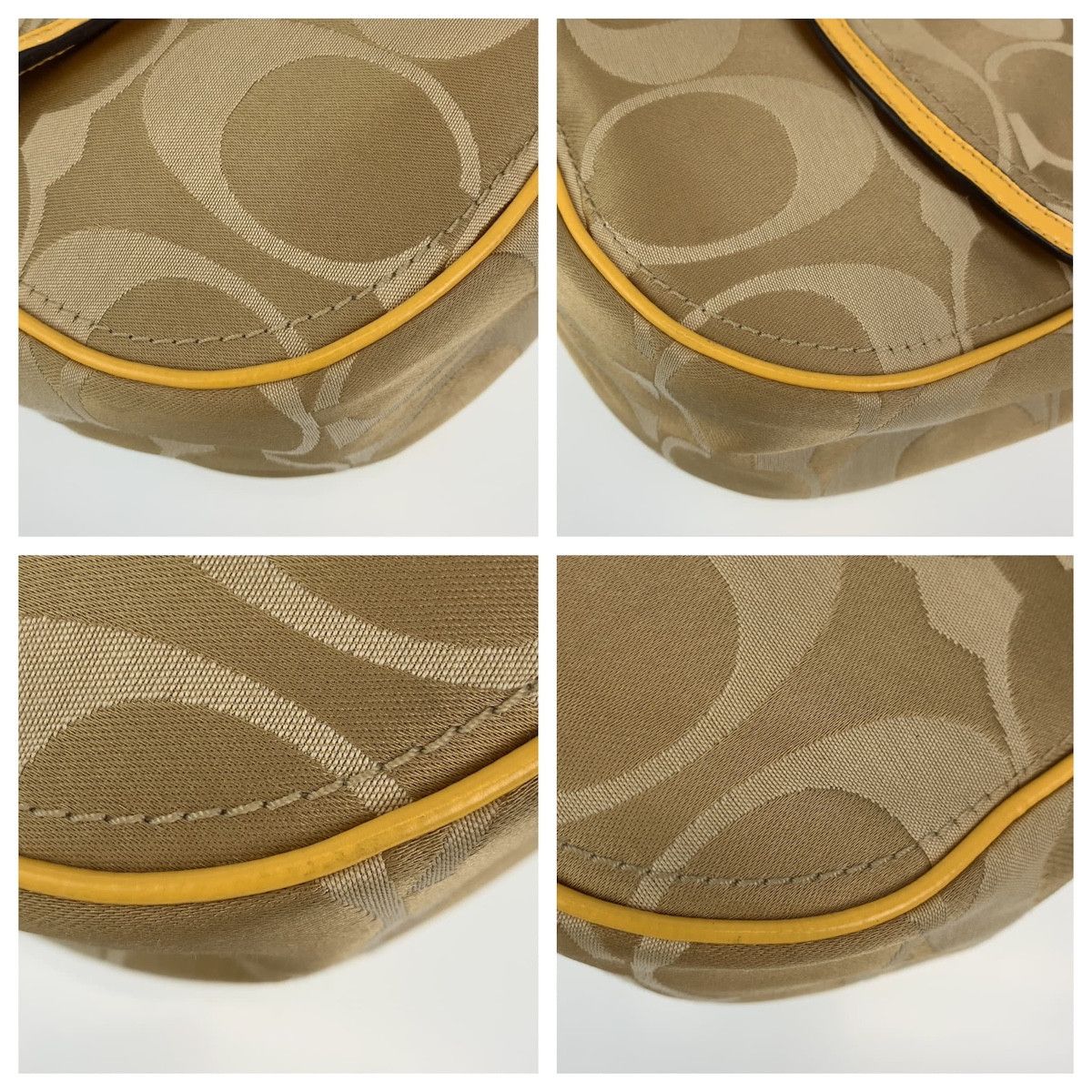 Coach Coach Coach Canvas Signature Brown Beige Yellow Shoulder Handbag Canvas Shoulder Bag in Good Condition Size ONE SIZE - 3 Thumbnail