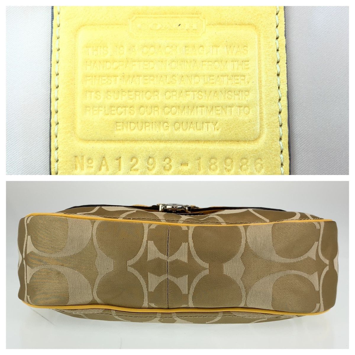 Coach Coach Coach Canvas Signature Brown Beige Yellow Shoulder Handbag Canvas Shoulder Bag in Good Condition Size ONE SIZE - 7 Thumbnail