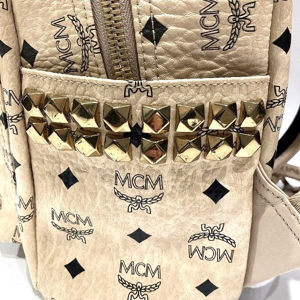 MCM MCM MCM Visetos Side Studs Backpack MMK 6SVE37 Leather Backpack MMK 6SVE37 1G001 in Good Condition Size ONE SIZE - 7 Thumbnail