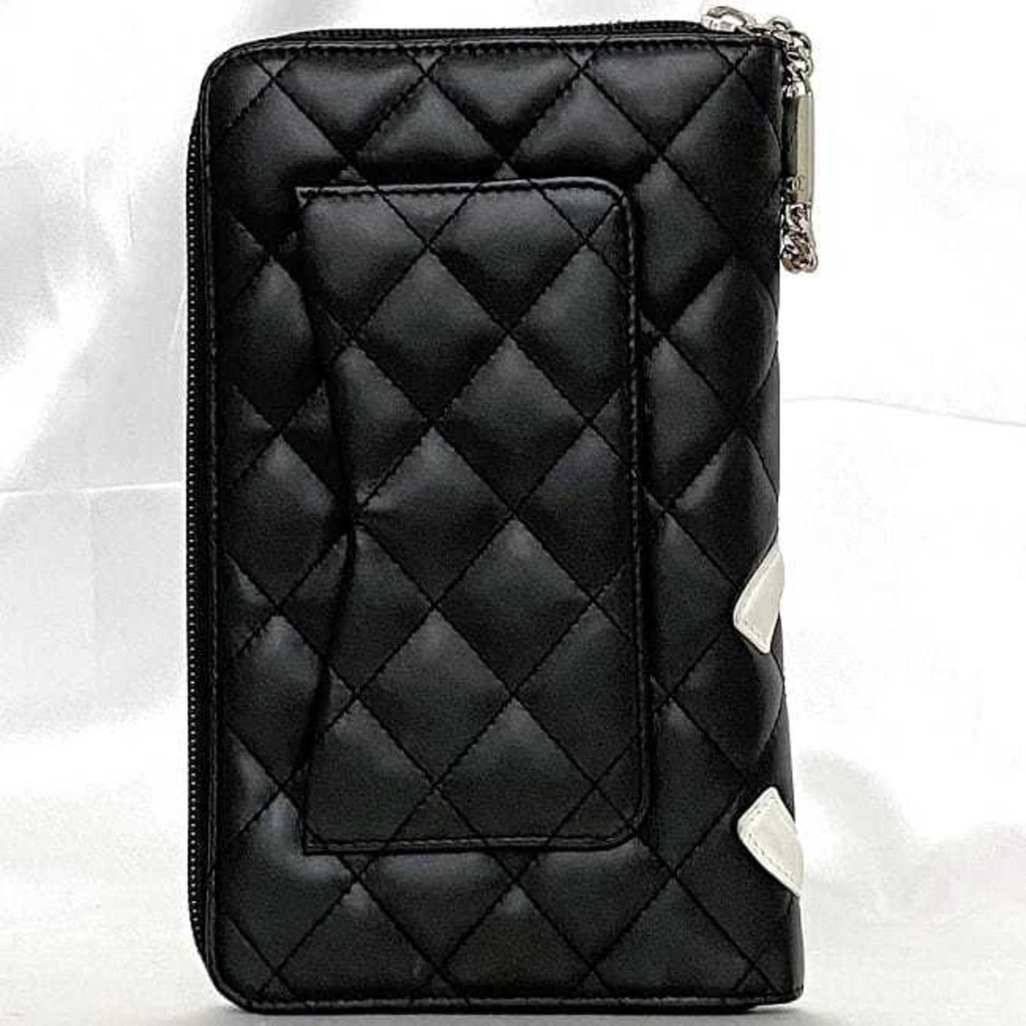 Chanel Chanel Round Long Wallet f-21275 Black White Cambon A26710 Organizer Lambskin 13 Series CHANEL Quilting and Coco Mark Size ONE SIZE - 3 Thumbnail