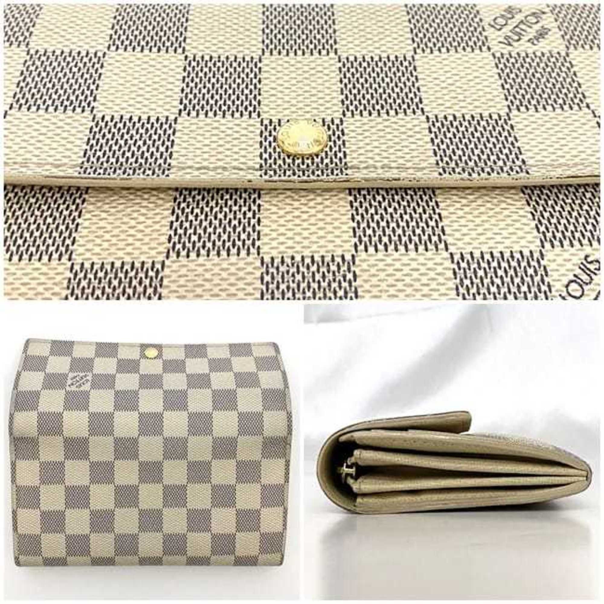 Louis Vuitton Louis Vuitton Bi-fold Long Wallet ec-21233 Gray White Damier Azur N61735 Canvas C098 LOUIS VUITTON Flap Size ONE SIZE - 10 Thumbnail