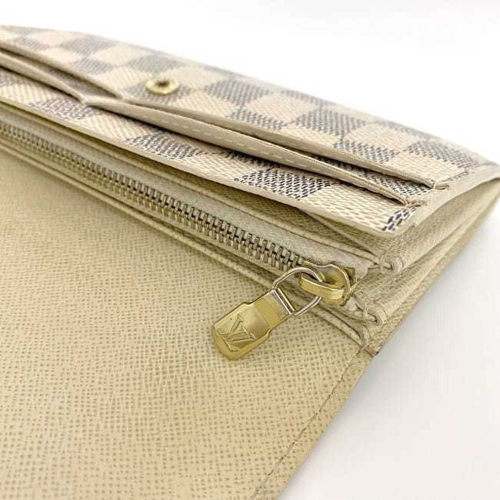 Louis Vuitton Louis Vuitton Bi-fold Long Wallet ec-21233 Gray White Damier Azur N61735 Canvas C098 LOUIS VUITTON Flap Size ONE SIZE - 8 Thumbnail