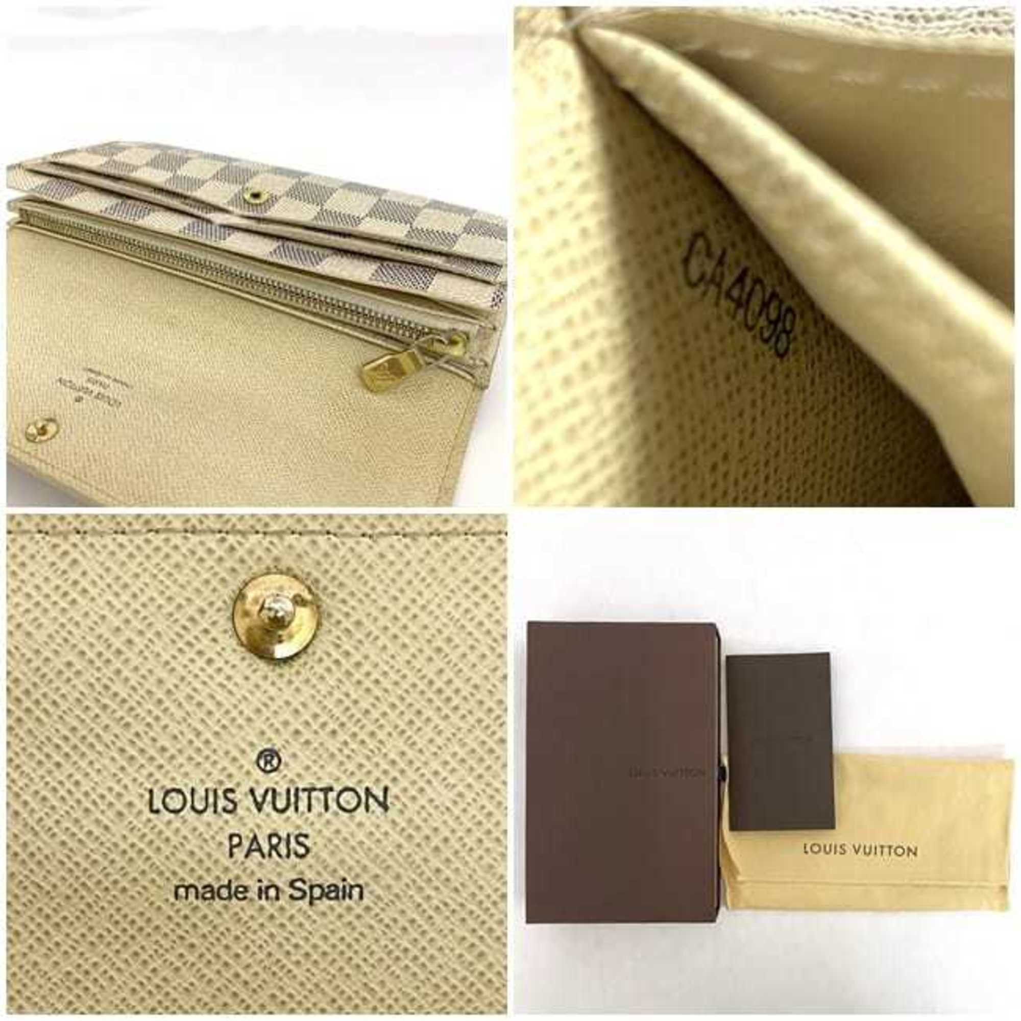 Louis Vuitton Louis Vuitton Bi-fold Long Wallet ec-21233 Gray White Damier Azur N61735 Canvas C098 LOUIS VUITTON Flap Size ONE SIZE - 11 Thumbnail