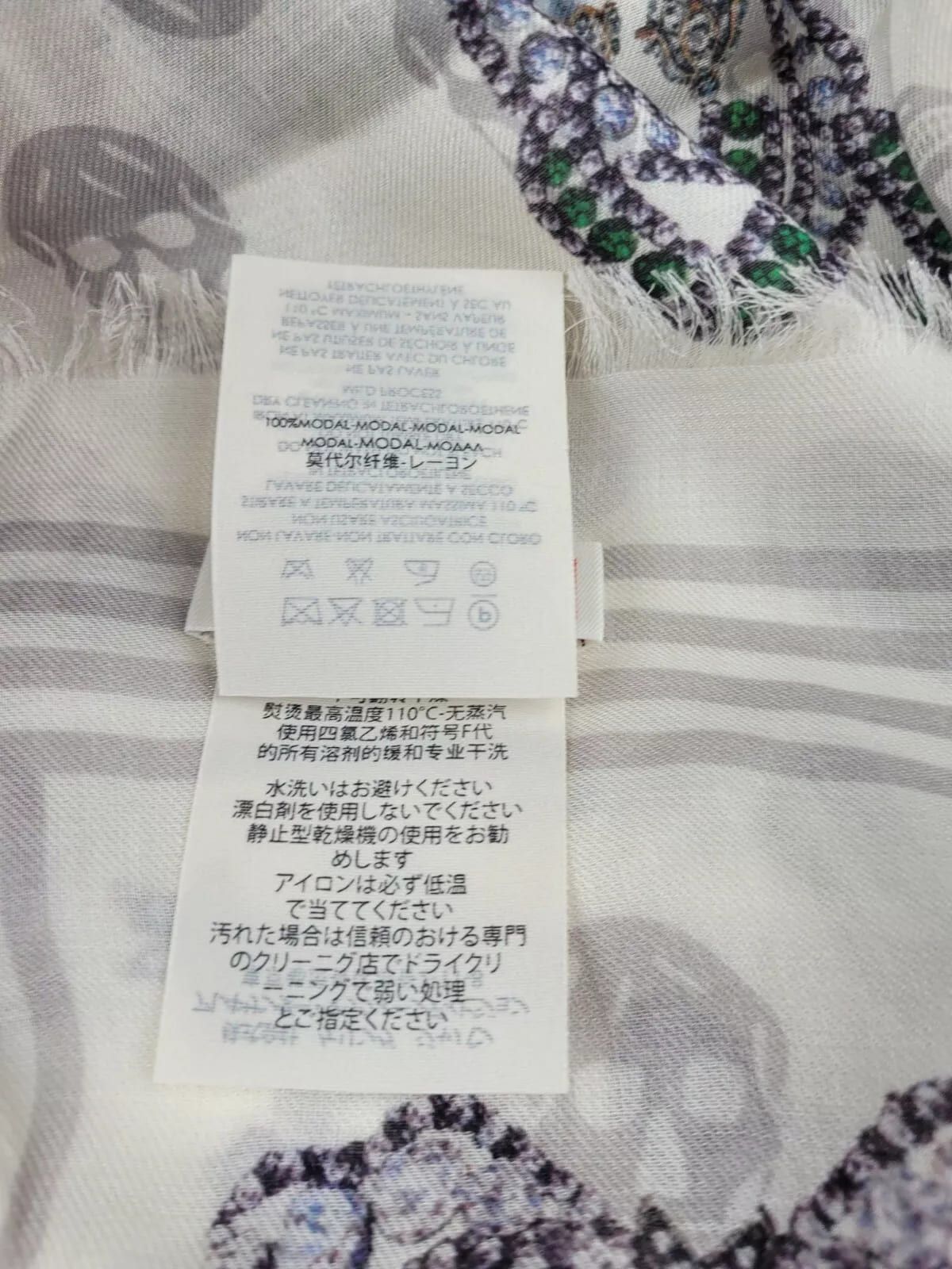 Alexander McQueen White Modal Skull/Crystal Ribbon Bow Print Scarf Size ONE SIZE - 7 Thumbnail