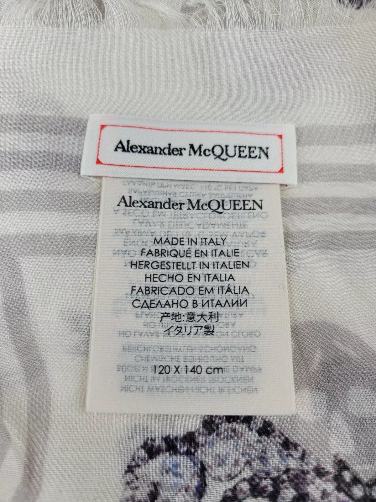 Alexander McQueen White Modal Skull/Crystal Ribbon Bow Print Scarf Size ONE SIZE - 6 Thumbnail