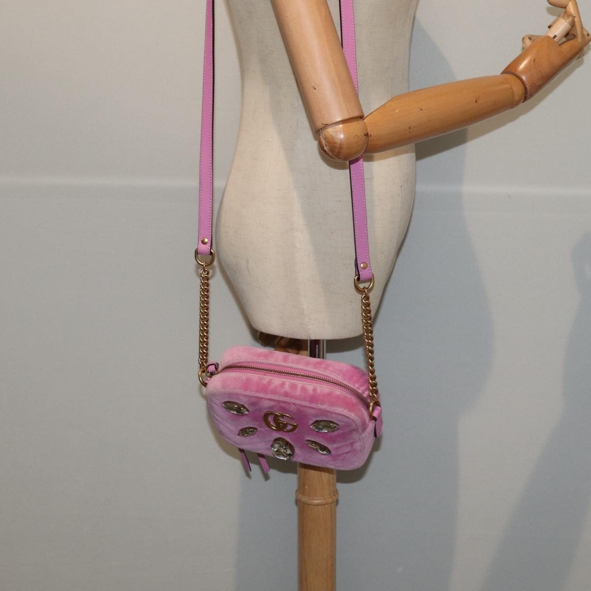 Gucci Marmont Pink Velvet Shoulder Bag (Pre-Owned) Size ONE SIZE - 7 Thumbnail